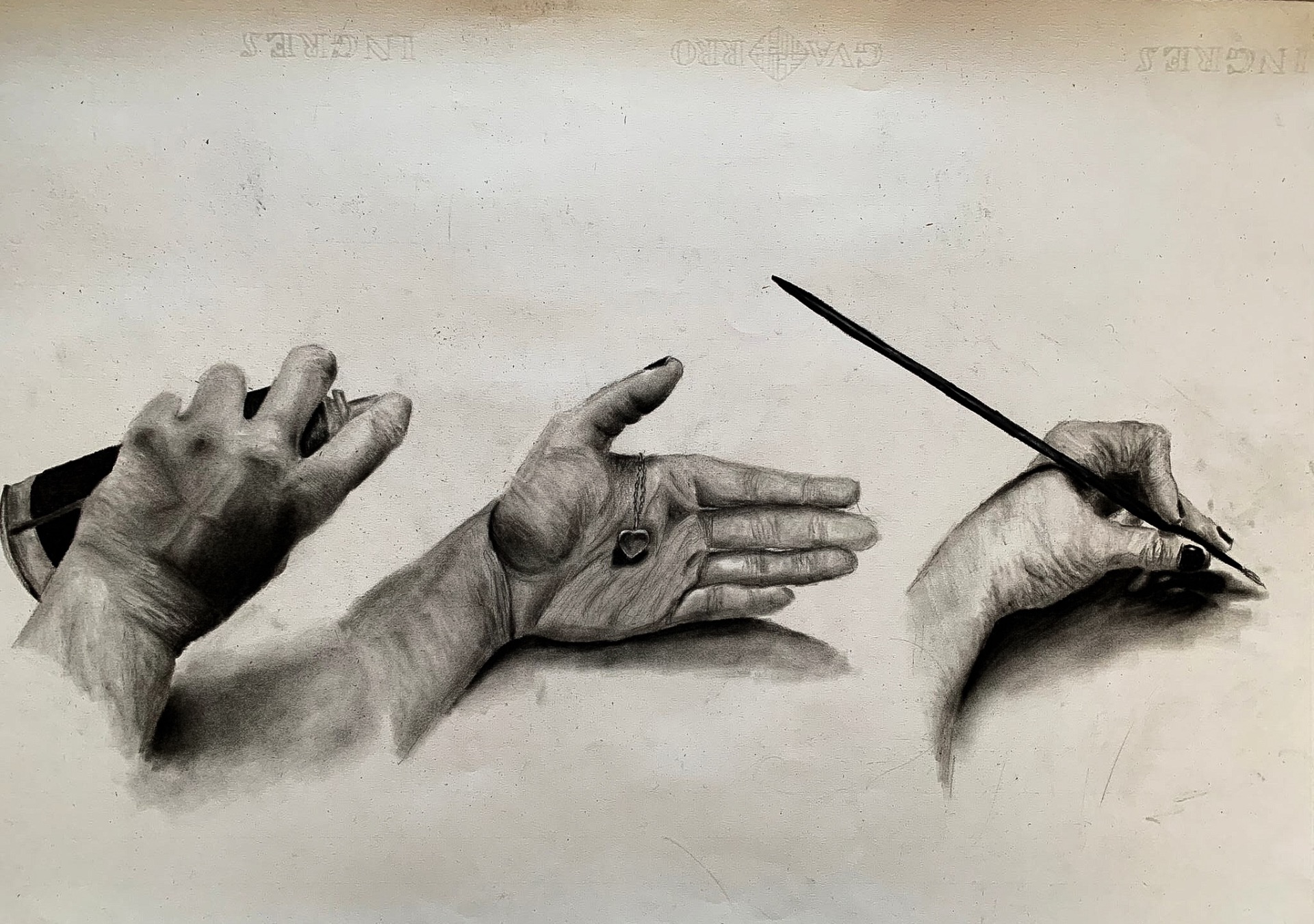 Manos carbón 50x70cm